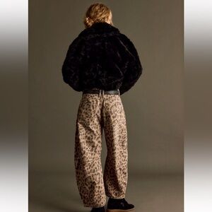 Free People Leopard Print Wide Leg Jeans
